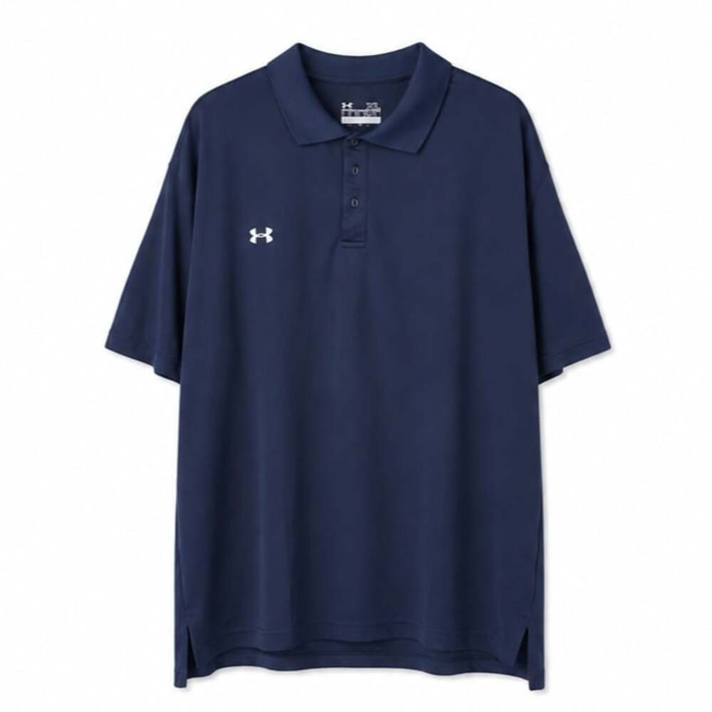 Under Armour Men's Athletic Golf Polo Shirt Navy Blue Short Sleeve - Picture 2 of 3